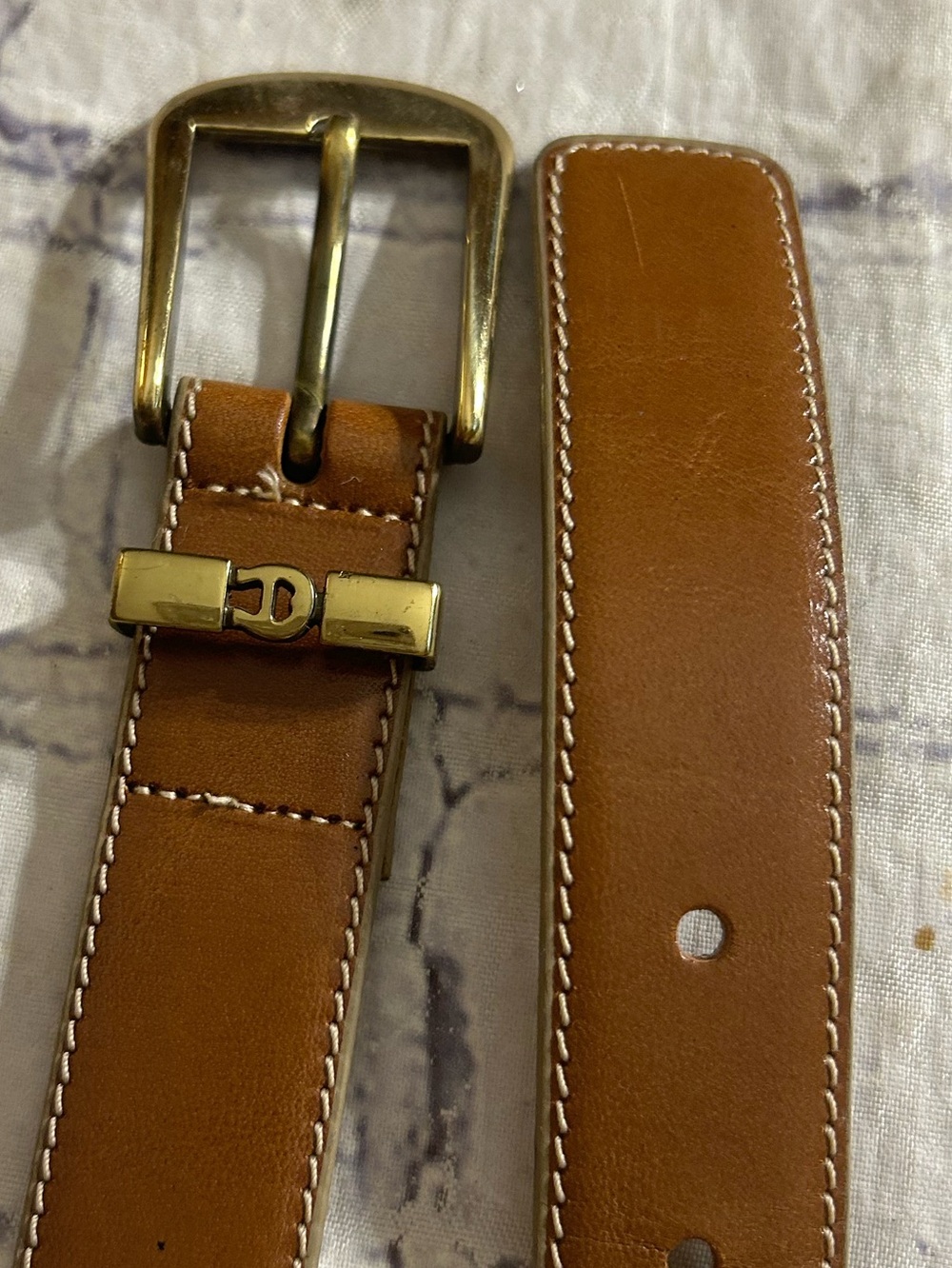 ÉTIENNE AIGNER VINTAGE ANILINE COWHIDE BROWN WITH GOLD TONE HARDWARE BELT